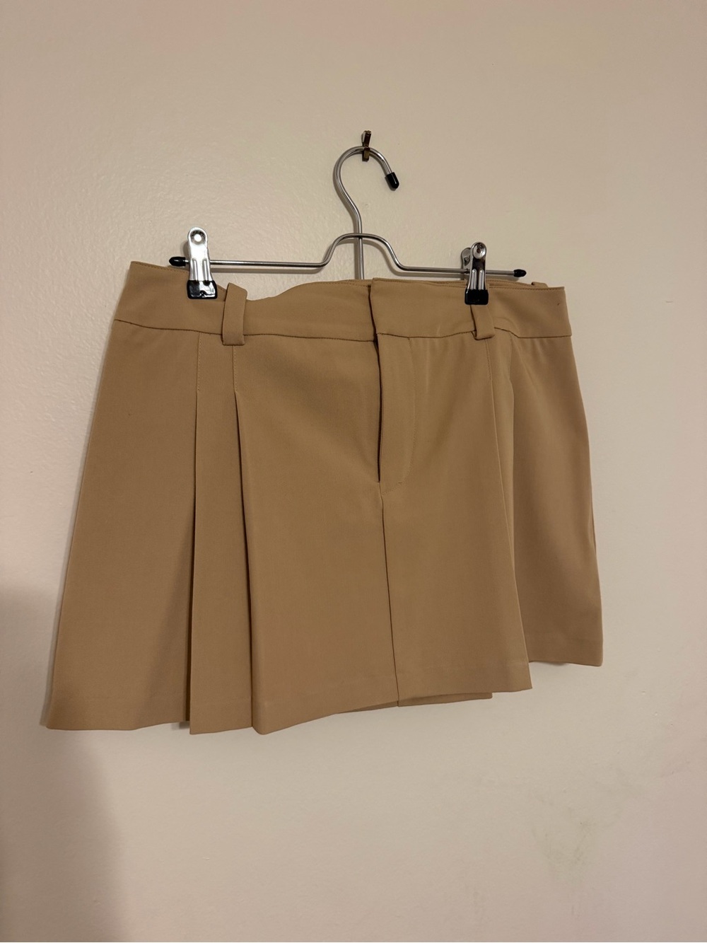 Sunday Best Tan Pleated Mini Skirt